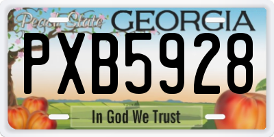GA license plate PXB5928