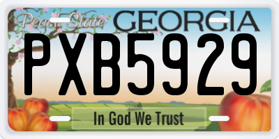 GA license plate PXB5929