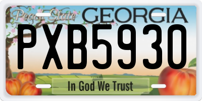 GA license plate PXB5930