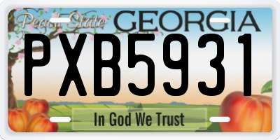 GA license plate PXB5931