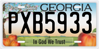 GA license plate PXB5933