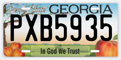 GA license plate PXB5935