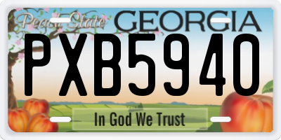 GA license plate PXB5940