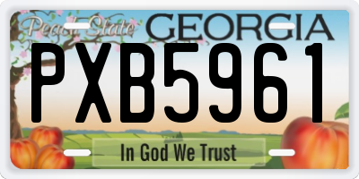GA license plate PXB5961