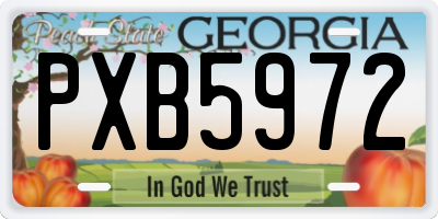 GA license plate PXB5972