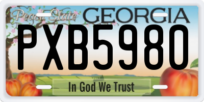 GA license plate PXB5980