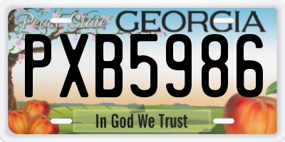 GA license plate PXB5986