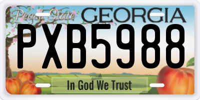 GA license plate PXB5988