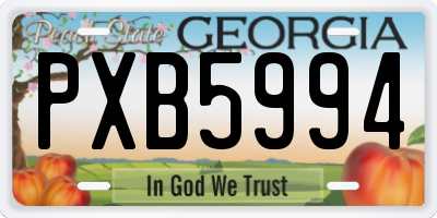 GA license plate PXB5994