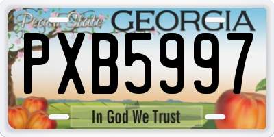 GA license plate PXB5997