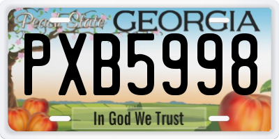 GA license plate PXB5998