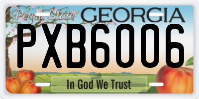 GA license plate PXB6006