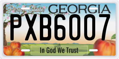GA license plate PXB6007