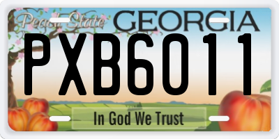GA license plate PXB6011