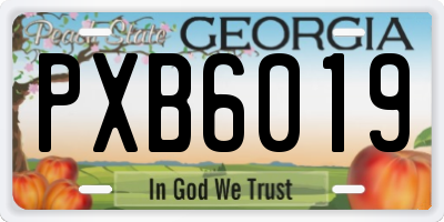GA license plate PXB6019