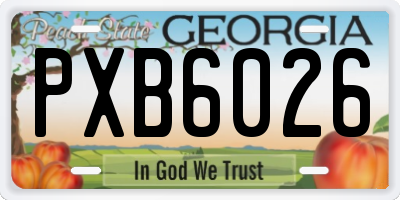 GA license plate PXB6026