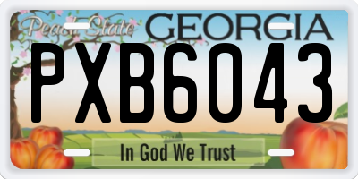 GA license plate PXB6043