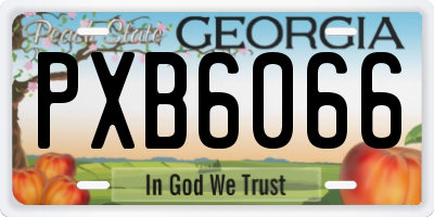 GA license plate PXB6066