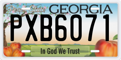 GA license plate PXB6071