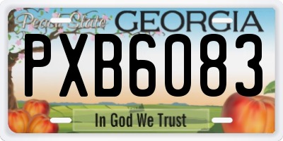 GA license plate PXB6083