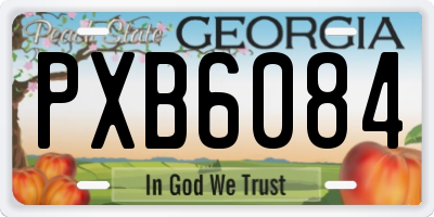 GA license plate PXB6084