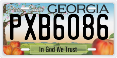 GA license plate PXB6086