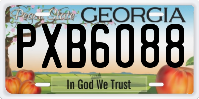 GA license plate PXB6088