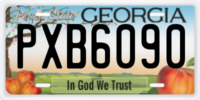 GA license plate PXB6090