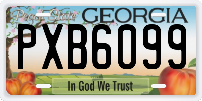 GA license plate PXB6099