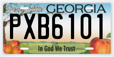 GA license plate PXB6101