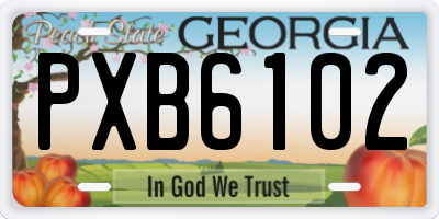 GA license plate PXB6102