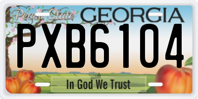 GA license plate PXB6104