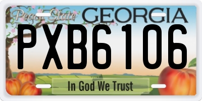GA license plate PXB6106
