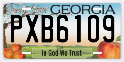 GA license plate PXB6109