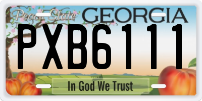 GA license plate PXB6111