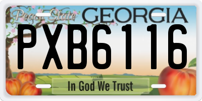 GA license plate PXB6116