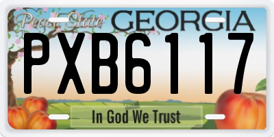 GA license plate PXB6117