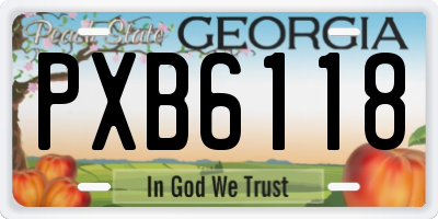 GA license plate PXB6118
