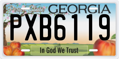 GA license plate PXB6119
