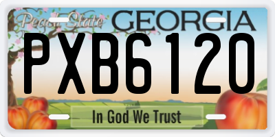 GA license plate PXB6120