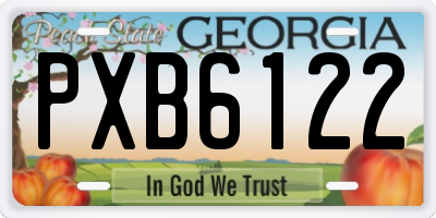 GA license plate PXB6122