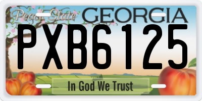GA license plate PXB6125