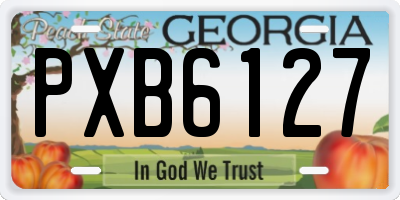 GA license plate PXB6127