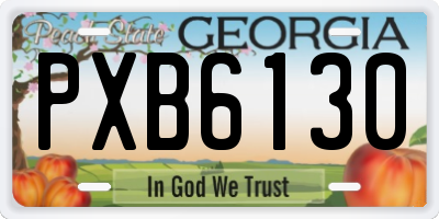 GA license plate PXB6130