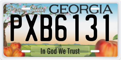 GA license plate PXB6131