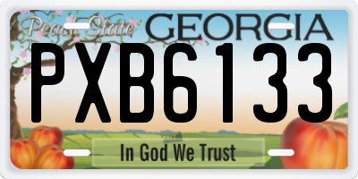 GA license plate PXB6133