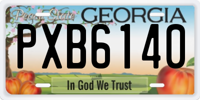 GA license plate PXB6140