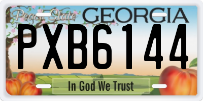 GA license plate PXB6144