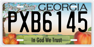 GA license plate PXB6145