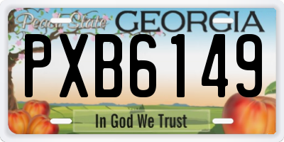 GA license plate PXB6149